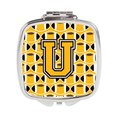 Carolines Treasures Letter U Football Black, Old Gold and White Compact Mirror CJ1080-USCM